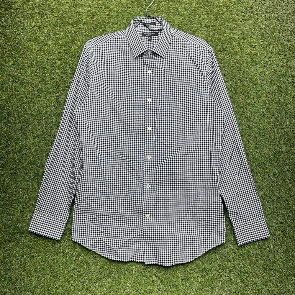Banana Republic Dress Shirt Mens Medium Grant-Fit Luxe Flannel Gingham NWOT